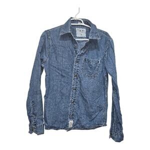 Abercrombie Muscle Denim Shirt Medium Blue Button Front